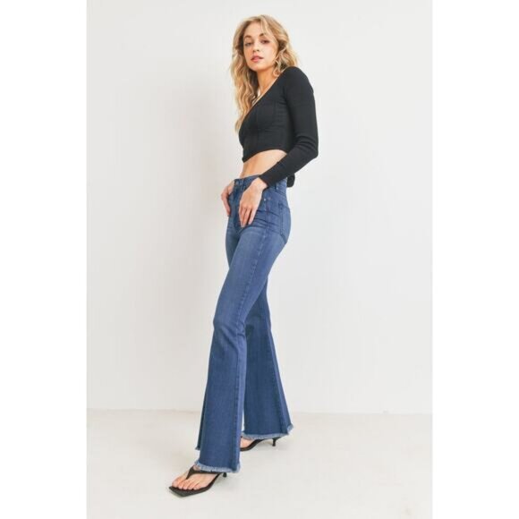 NWT JUST BLACK The Classic Bell Bottom Jean Size 30 Dark Denim - Picture 2 of 8